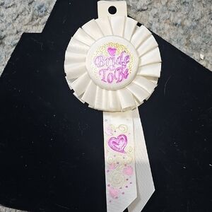 Elegant Bride To Be Rosette Ribbon - Cream and Pink